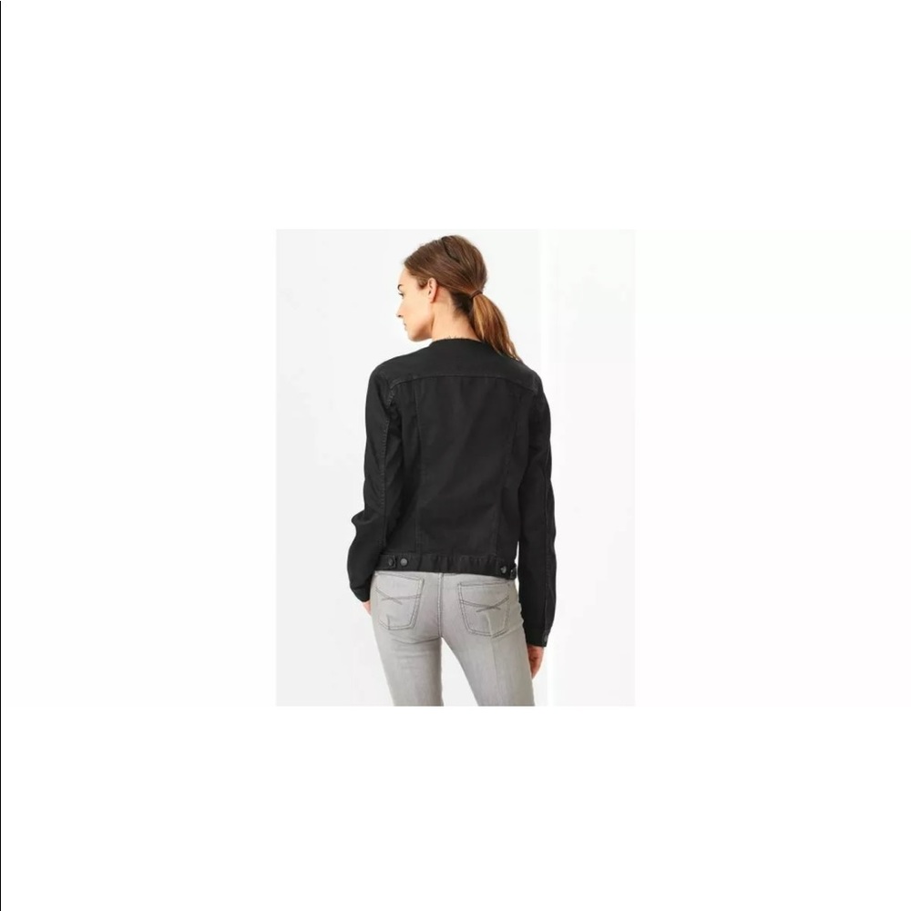 GAP Black Collarless Jean Jacket XL - Picture 2 of 7